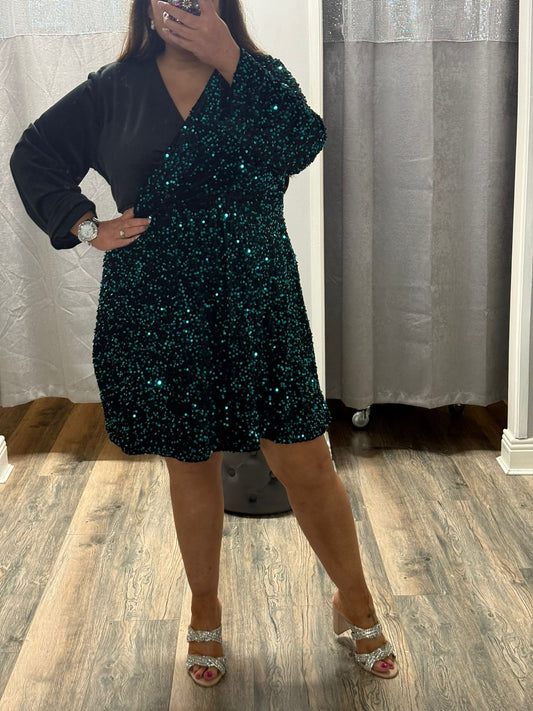 Sequin Wrap Dress