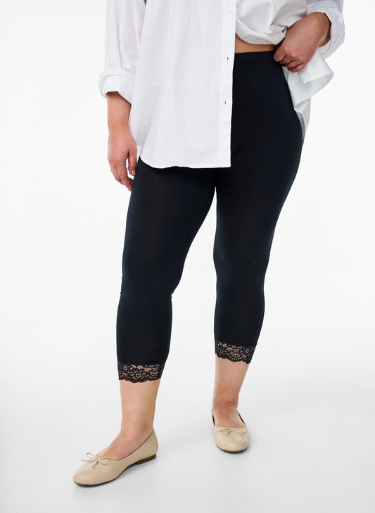 Zizzi Cropped Lace Leggings | 2 Pack