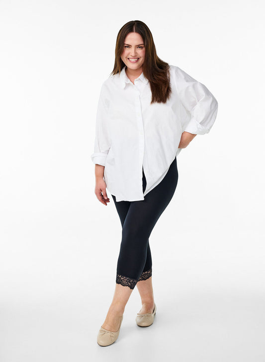 Zizzi Cropped Lace Leggings | 2 Pack