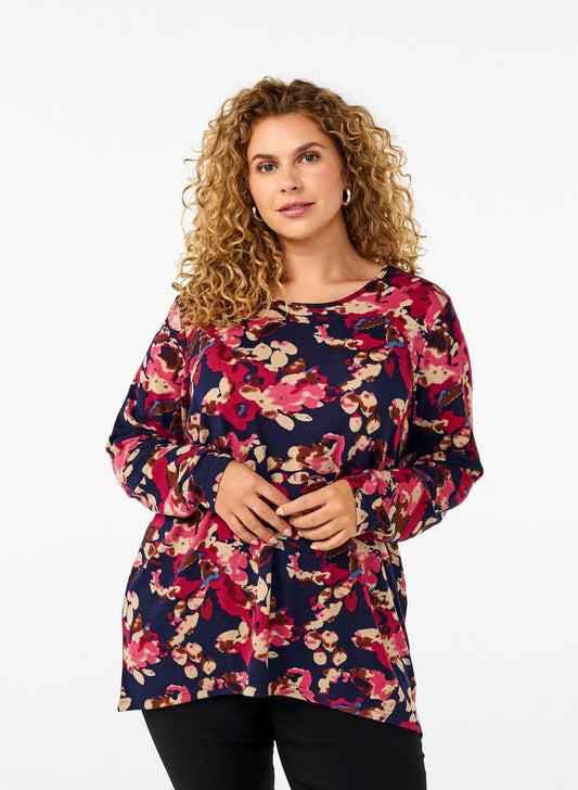 Zizzi Long Sleeve Floral Blouse