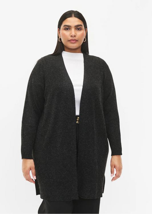 Zizzi Casunny Long Cardigan | Dark Grey