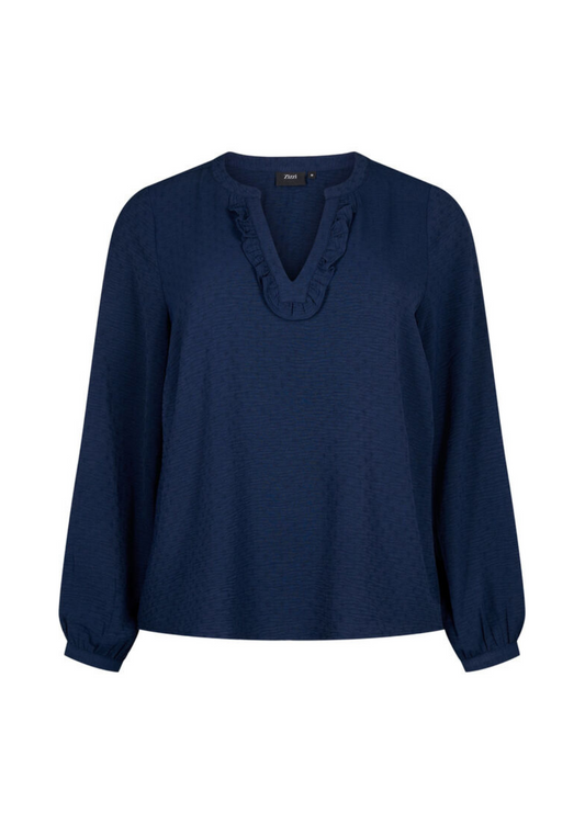 Zizzi Long Sleeve Navy Blouse