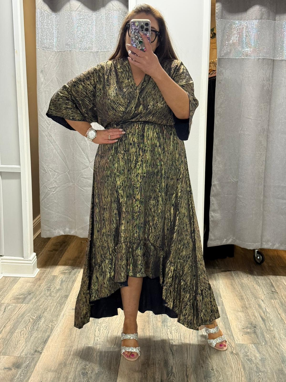 Amber Noelle Dress | Navy & Gold