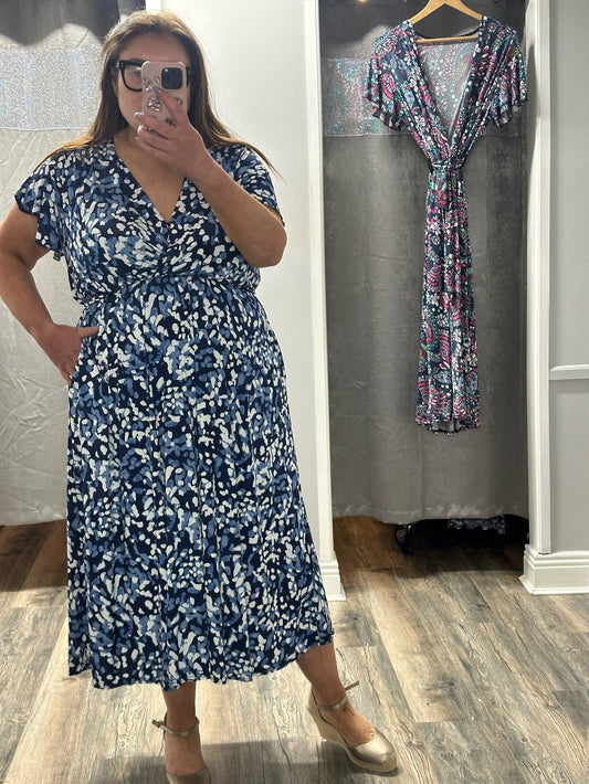 Majella Dress | Blue & White