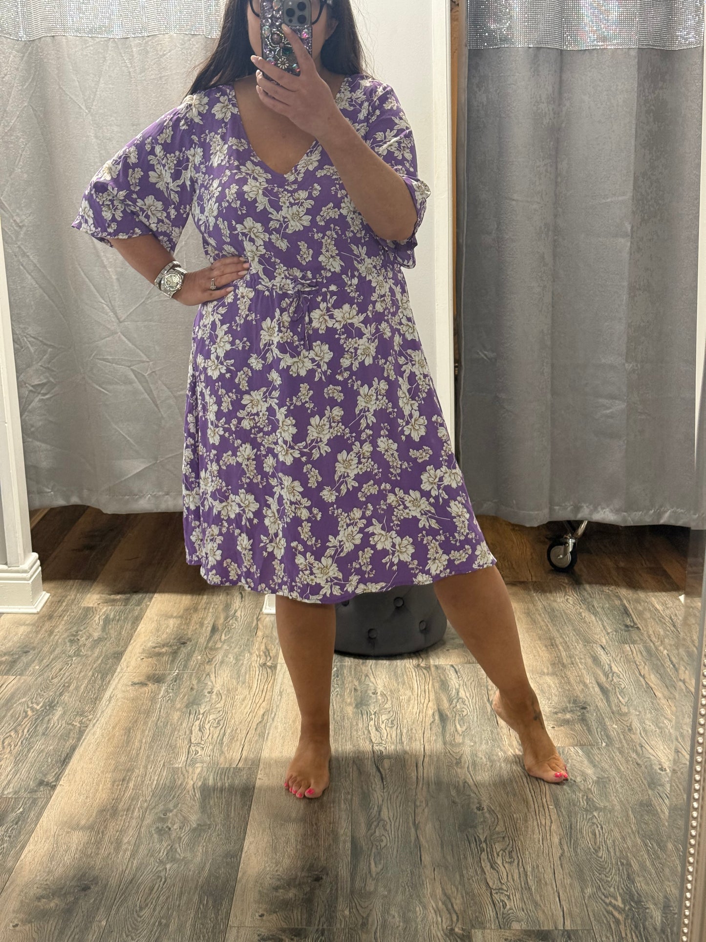 Zizzi Purple Floral Dress