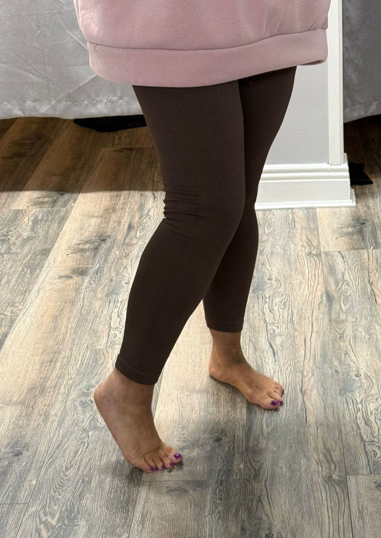 Brown Ribbed Leggings