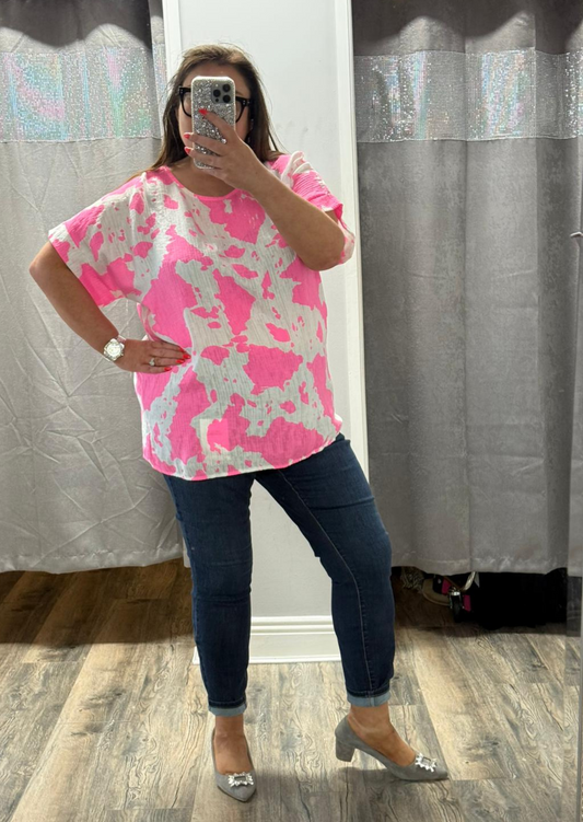 Cow Print Top | Pink