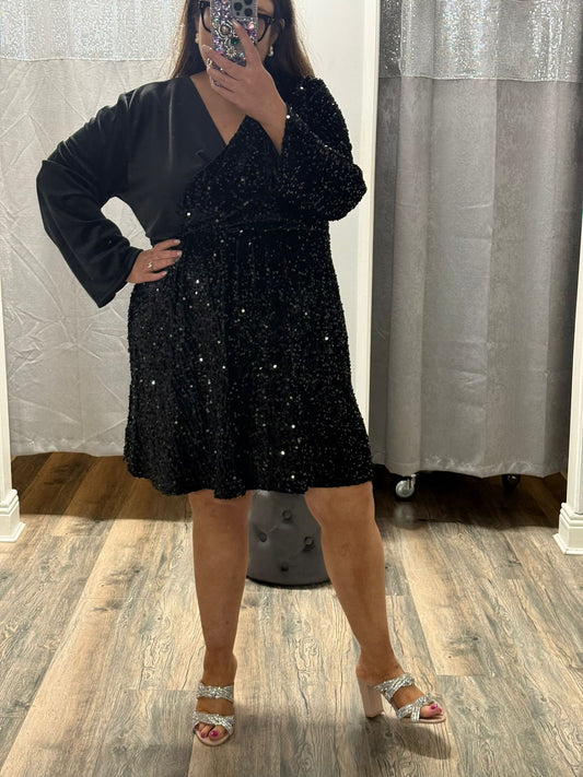 Sequin Wrap Dress