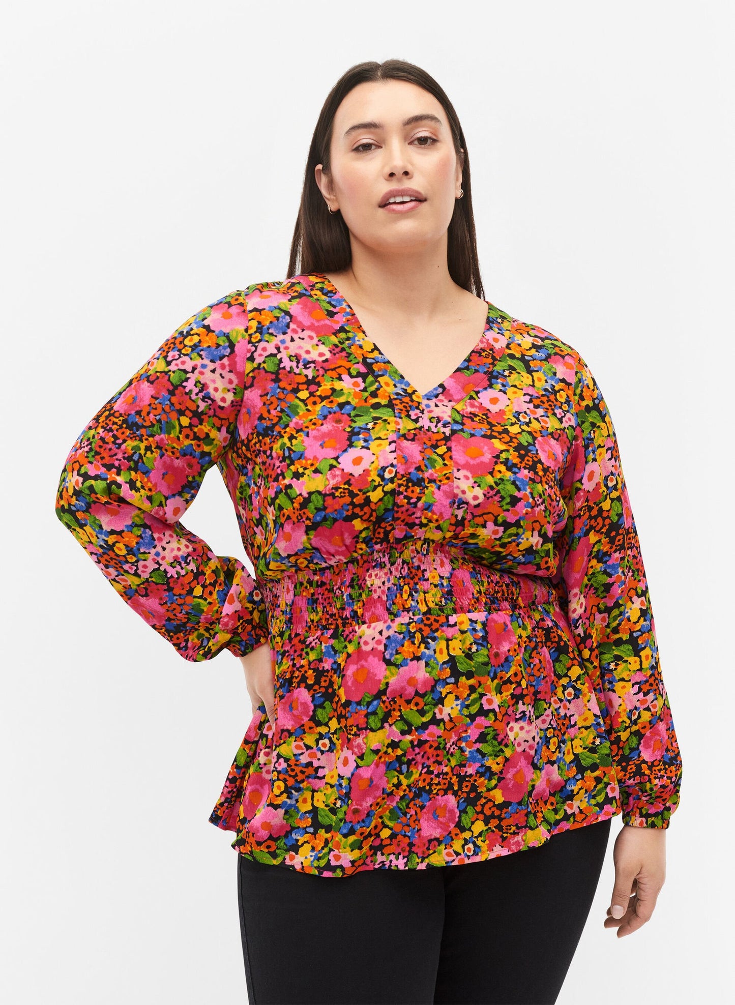 Zizzi Neon Flower Top