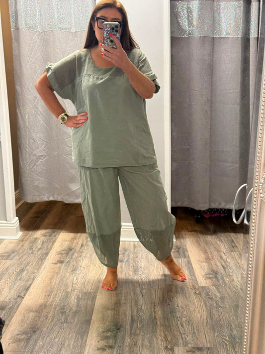 Khaki Linen Style Top