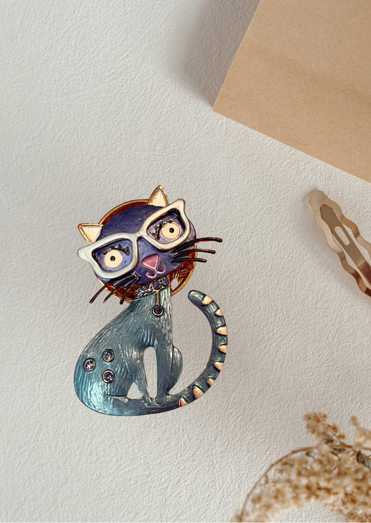 Cat Magnetic Brooch | Blue