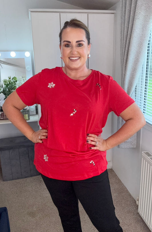 ONLY CARXMAS Candy Cane T Shirt